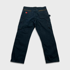 Vintage Wrangler Riggs Pants Mens 36x32 Black Ripstop Carpenter Double Knee Cargo