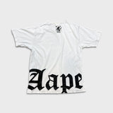 AAPE By A Bathing Ape T Shirt Mens Large White Distressed Monogram Moon Face Tee