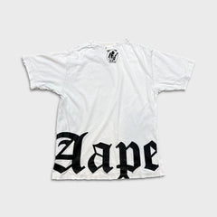 AAPE By A Bathing Ape T Shirt Mens Large White Distressed Monogram Moon Face Tee