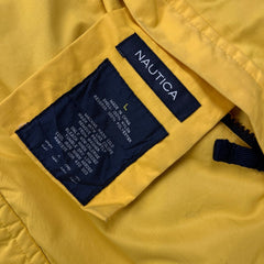 Nautica Jacket Mens XL Yellow NS83 Sailboat Logo Reversible Fleece Full Zip Coat