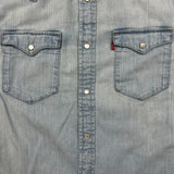 Levi's Standard Denim Shirt Mens Medium Blue Light Wash Casual Western Pearl Snap
