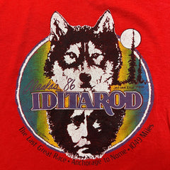 Vintage 1986 Russell Athletic Iditarod Alaska Husky Dog T Shirt Mens XS Red Single Stitch Animal Tee