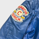 Vintage 1979 Riverside Park Hockey Leather Jacket Mens Large Blue Varsity Bomber