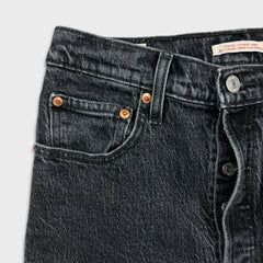 Levi's Ribcage Straight Ankle Jean Womens 28x27 Black High Rise Medium Wash Denim Pants