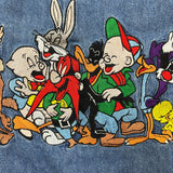 Vintage 1993 Looney Tunes Novel Teez Denim Shirt Mens XL Blue Tune Squad Button Up