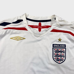 Vintage 2007/09 Umbro England Long Sleeve Home Shirt Mens XL Jersey Distressed