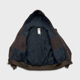 Carhartt Jacket Mens Small Brown J130 Duck Canvas Quilted Lined Faded Workwear
