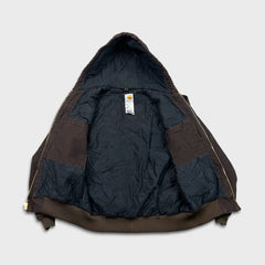 Carhartt Jacket Mens Small Brown J130 Duck Canvas Quilted Lined Faded Workwear