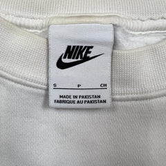Nike Sportswear Sweatshirt Womens Small White Center Swoosh Crop Pullover Crewneck