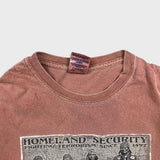 Vintage Land Security Native Indigenous T Shirt Mens Medium Brown Faded Tee