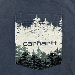 Carhartt T Shirt Mens XL Gray Relaxed Fit Workwear Forest Graphic Pocket Tee