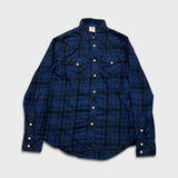 True Religion Shirt Mens Medium Blue Plaid Western Pearl Snap Long Sleeve Button Up