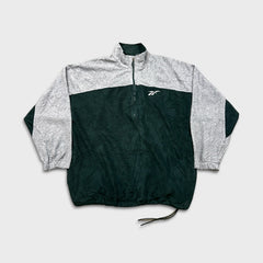 Vintage 90s Reebok Fleece Mens XL Green Logo Outdoor Pullover 1/4 Zip Jacket