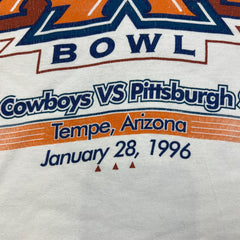 Vintage 1996 Super Bowl XXX Long Sleeve Tee Mens XL White Cowboys Steelers NFL