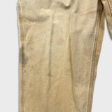 Carhartt B11 Pants Mens 44x30 Beige Loose Straight Duck Dungaree Fit Distressed