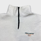 Vintage 90s Polo Sport Ralph Lauren Fleece Mens XL White USA 1/4 Zip Jacket