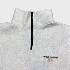 Vintage 90s Polo Sport Ralph Lauren Fleece Mens XL White USA 1/4 Zip Jacket