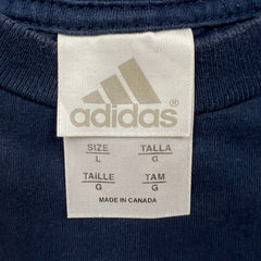 Vintage 90s Adidas T Shirt Mens Large Blue 3 Stripes Athletic Short Sleeve Tee