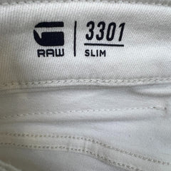 G-Star Raw Jeans Mens Size 31 White 3301 Slim Denim Shorts Taper Fit Jorts