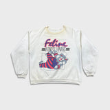 Vintage 1989 Feline Fitness Fanatic Sweatshirt Womens Medium White Cat Gym Funny Crewneck