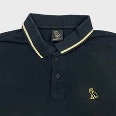 October's Very Own Polo Shirt Mens Large Black Classic OVO Owl Short Sleeve