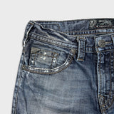 Silver Jeans Co. Eddie Mens 30x32 Blue Relaxed Fit Slim Straight Distressed Denim Pants