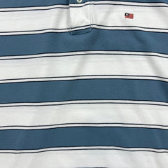 Vintage 90s Polo Ralph Lauren Company Shirt Mens Large White Flag Striped Short Sleeve