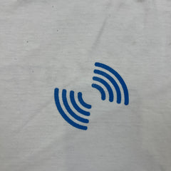 Vintage Y2K Antenna Software Tech T Shirt Mens Large White Distressed Promo Tee