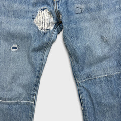 Levi's 501 T Jeans Mens 31x32 Blue Taper Fit Distressed Light Wash Denim Pants