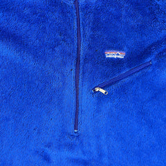 Vintage 90s Patagonia Synchilla Fleece Mens Medium Blue Deep Pile USA 1/2 Zip Jacket