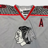 Reebok Chicago Blackhawks Duncan Keith Jersey Mens 2XL Grey Alternate NHL Fight Strap