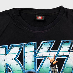 Vintage Y2K Kiss T Shirt Mens Large Black Double Sided Graphic Rock Band Tee