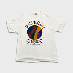 Vintage 90s Universal Studios Florida T Shirt Mens Medium White Short Sleeve Tee