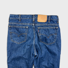 Vintage 90s Levi's 516 Jeans Mens 34x30 Blue Slim Fit Straight Leg Frayed Denim Pants