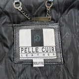 Vintage 90s Pelle Cuir Leather Jacket Mens 2XL Black Genuine Leather Quilted Lined