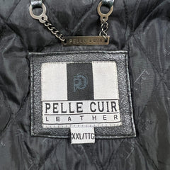 Vintage 90s Pelle Cuir Leather Jacket Mens 2XL Black Genuine Leather Quilted Lined