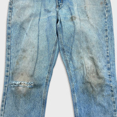 Carhartt B18 STW Jeans Mens 35x32 Traditional Fit Taper Faded Distress Workwear Pants