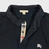 Burberry Brit Polo Shirt Mens XL Black Nova Check Tartan Preppy Tee