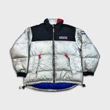 Vintage 90s Tommy Hilfiger Jacket Mens Medium Gray Athletic Gear 3M Puffer Down Coat