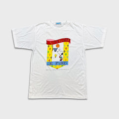 Vintage Snoopy 90s University de Paris T Shirt Mens XL White Cartoon Art Tee