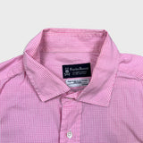 Psycho Bunny Button Up Pocket Shirt Mens Large Pink Gingham Preppy Short Sleeve