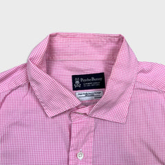 Psycho Bunny Button Up Pocket Shirt Mens Large Pink Gingham Preppy Short Sleeve