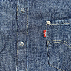 Levi's Engineered Jeans Denim Shirt Mens Small Blue Medium Wash Snap Long Sleeve
