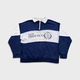 Vintage 90s San Francisco California Sweatshirt Mens Medium Blue 1/4 Zip USA Pullover