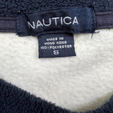 Vintage 90s Nautica Fleece Jacket Mens Small White Spell Out Pullover