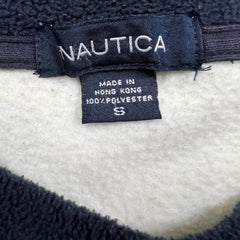 Vintage 90s Nautica Fleece Jacket Mens Small White Spell Out Pullover