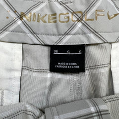 Nike Golf Shorts Mens Size 36 Gray Dri Fit Plaid Stretch Lightweight Pants