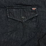 Dickies Denim Shirt Mens Large Black Dark Wash Casual Workwear Button Up