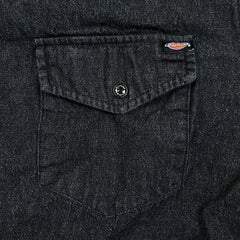 Dickies Denim Shirt Mens Large Black Dark Wash Casual Workwear Button Up