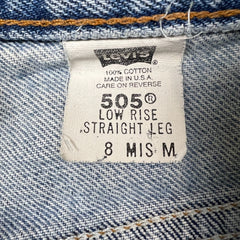 Vintage 90s Levis 505 Jeans Womens 30x29 USA Straight Leg Low Rise Distressed Denim Pants